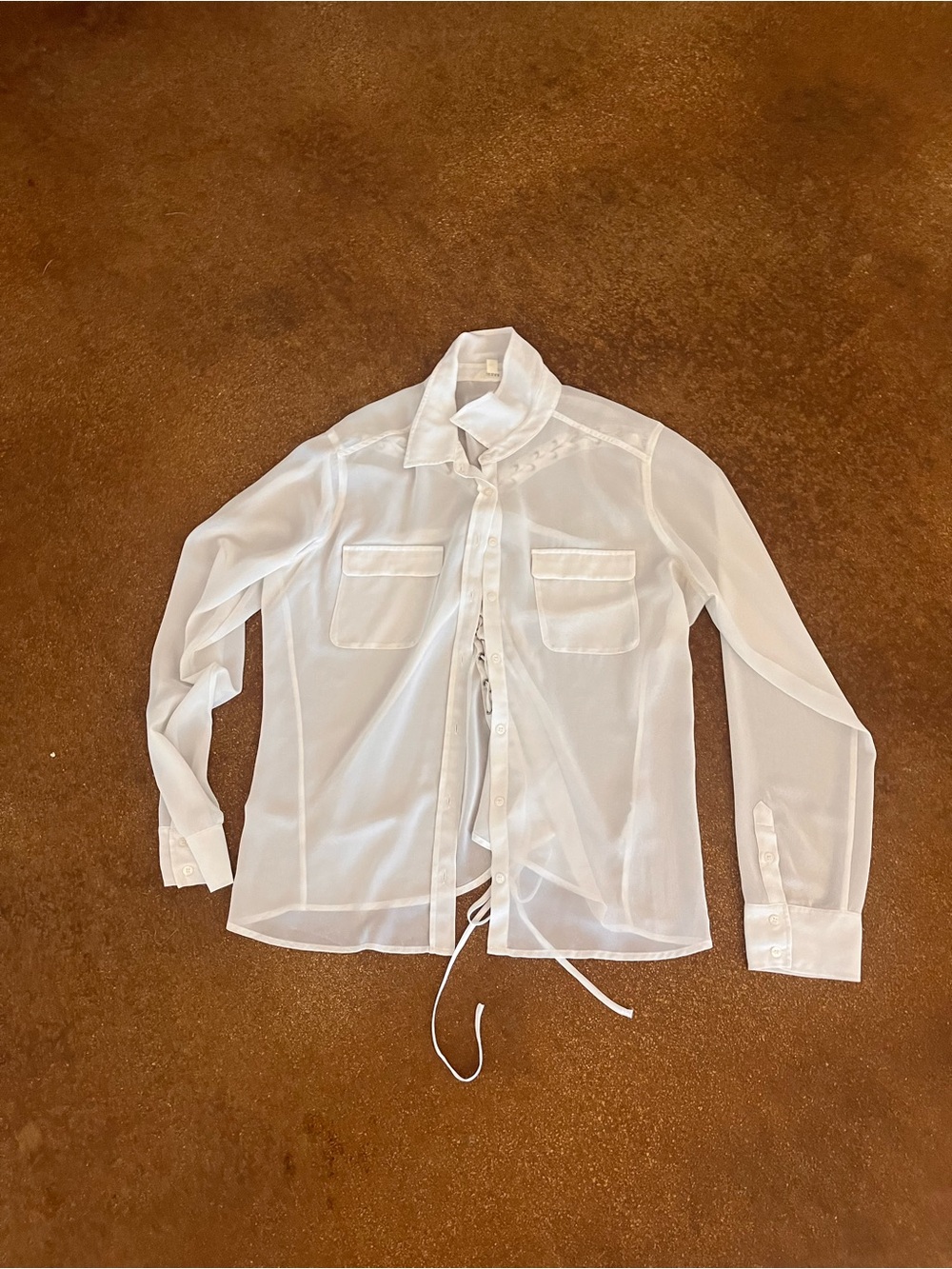 Guess White Sheer Button-Down Shirt